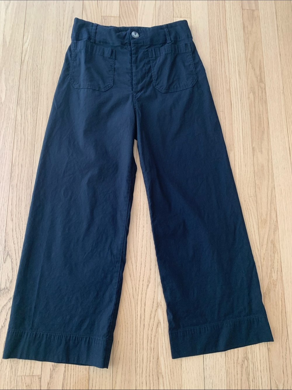 Maeve Anthropologie The Colette Linen Wide Leg Crop Pant Black Size 29
